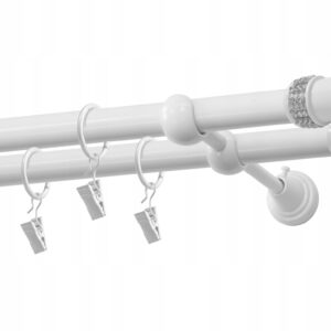Karnisz podwójny biały 19/19 mm 160 cm